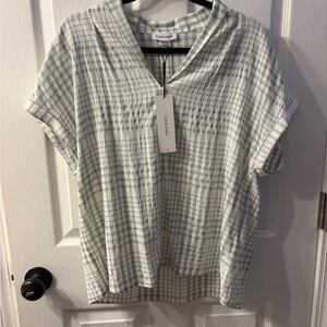 Calvin Klein Women's White and Green Blouse